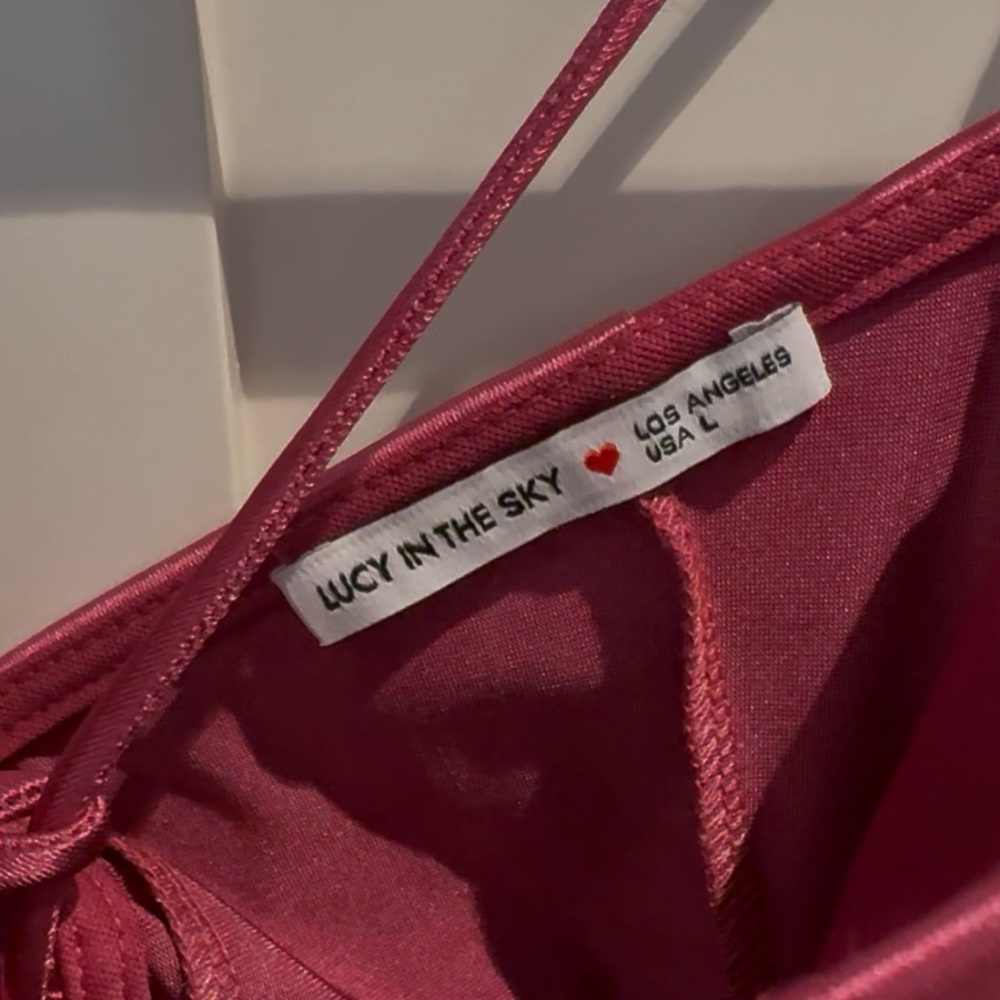 NWT Lucy in the Sky Satin Fit and Flare Dress in Magenta - Picture 5 of 7